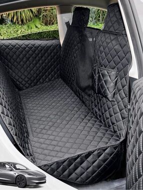 Black Quilted Pet Car Seat Cover - Protective Back Seat Liner